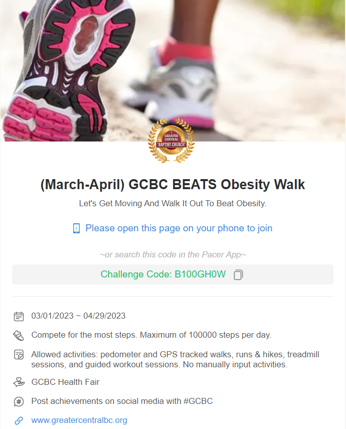 GCBC Walk Challenge Mar-Apr